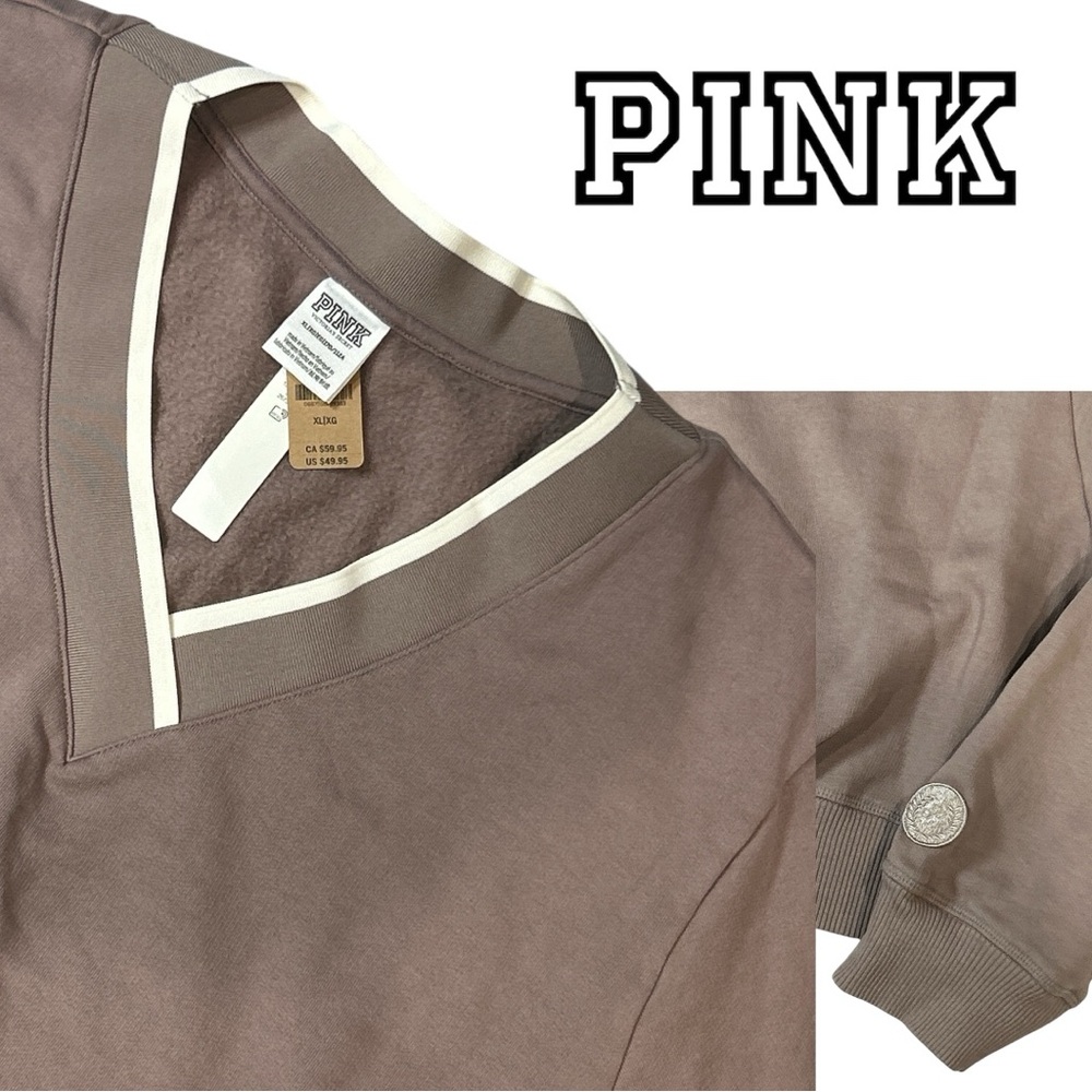 PINK Victoria’s Secret VNeck Cropped Sweatshirt - Size XL - Picture 3 of 3